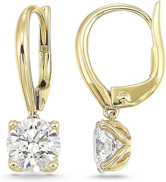 1/2 to 4 Carat Round Lab Grown Diamond Dangle Drop Earrings for Women I 14k Gold Earrings