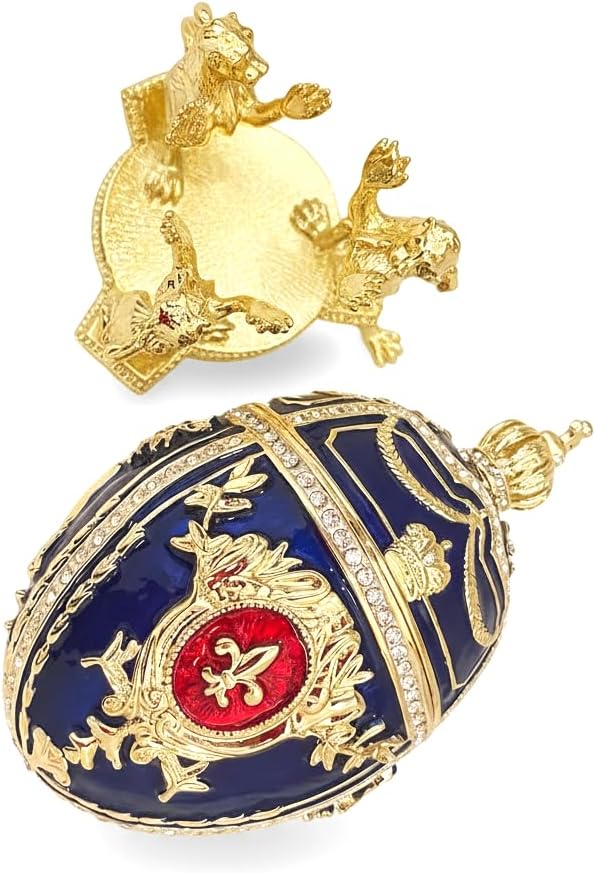 pierrelorren 5 star Fabergé Egg Ornaments Blue Faberge Egg Style Jewelry Trinket Box Christmas gift